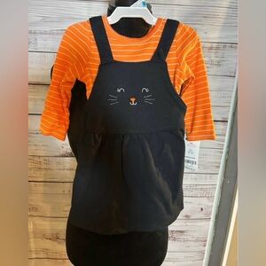 Carter's Orange Striped Top with Black Pinafore